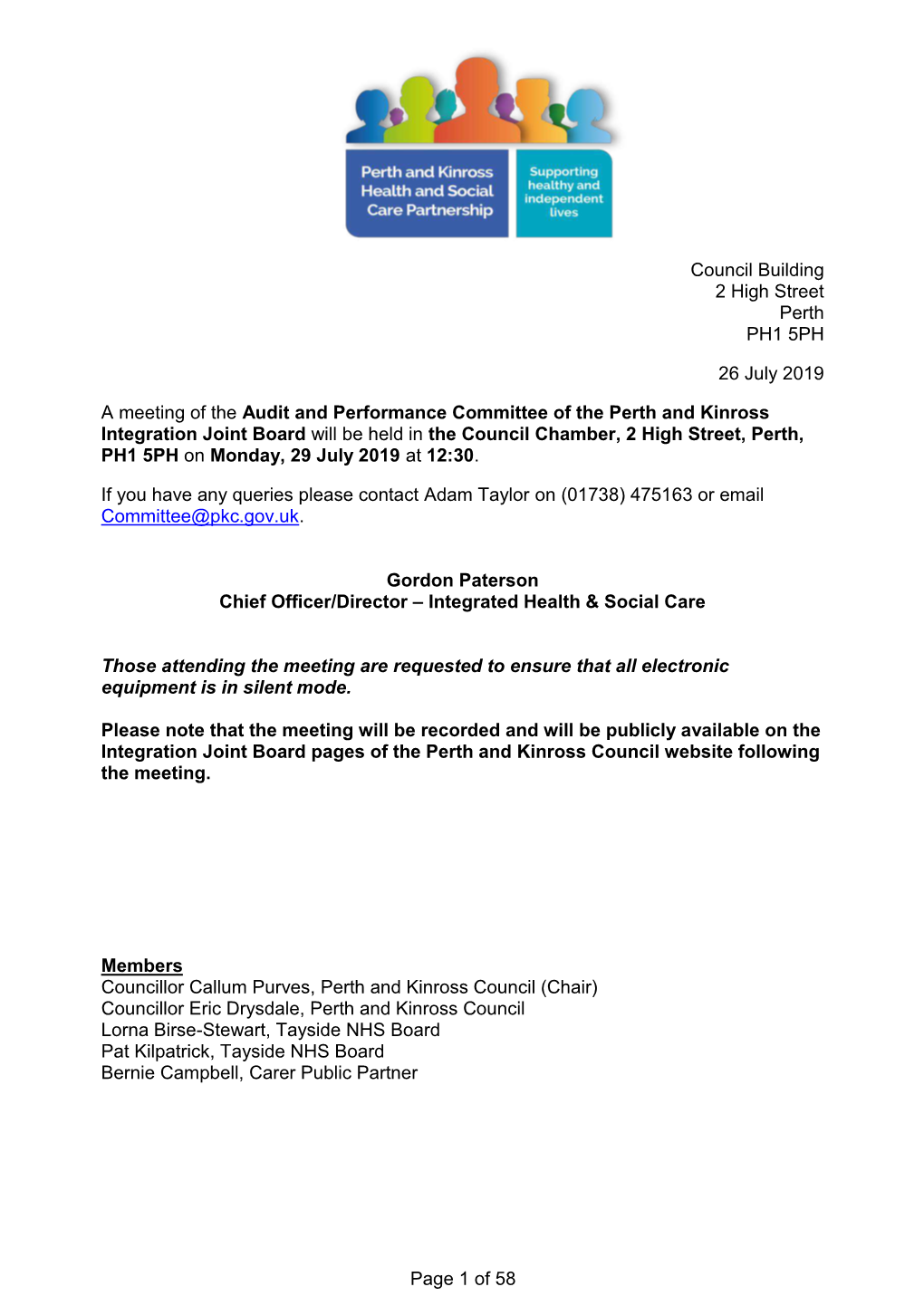 Perth and Kinross Council Website Following the Meeting
