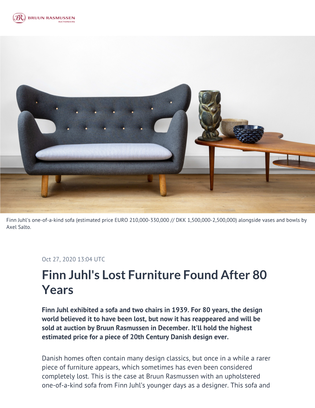 Finn Juhl's Lost Furniture Found After 80 Years