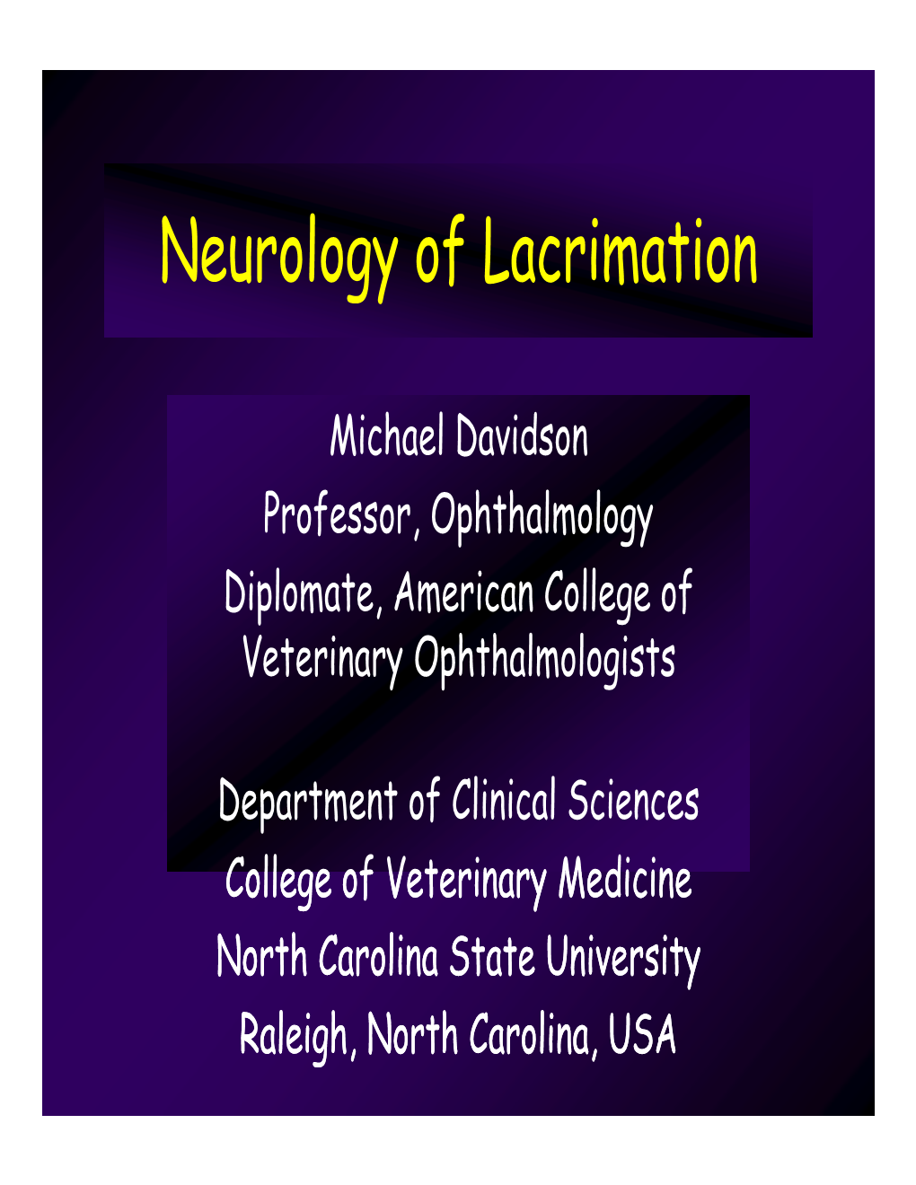 Neurology of Lacrimation