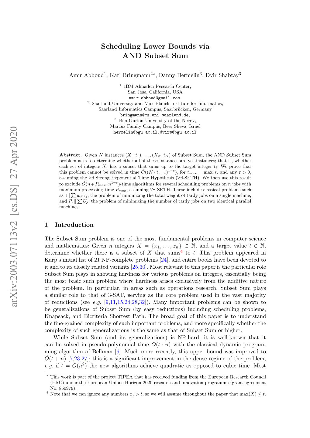 Scheduling Lower Bounds Via and Subset