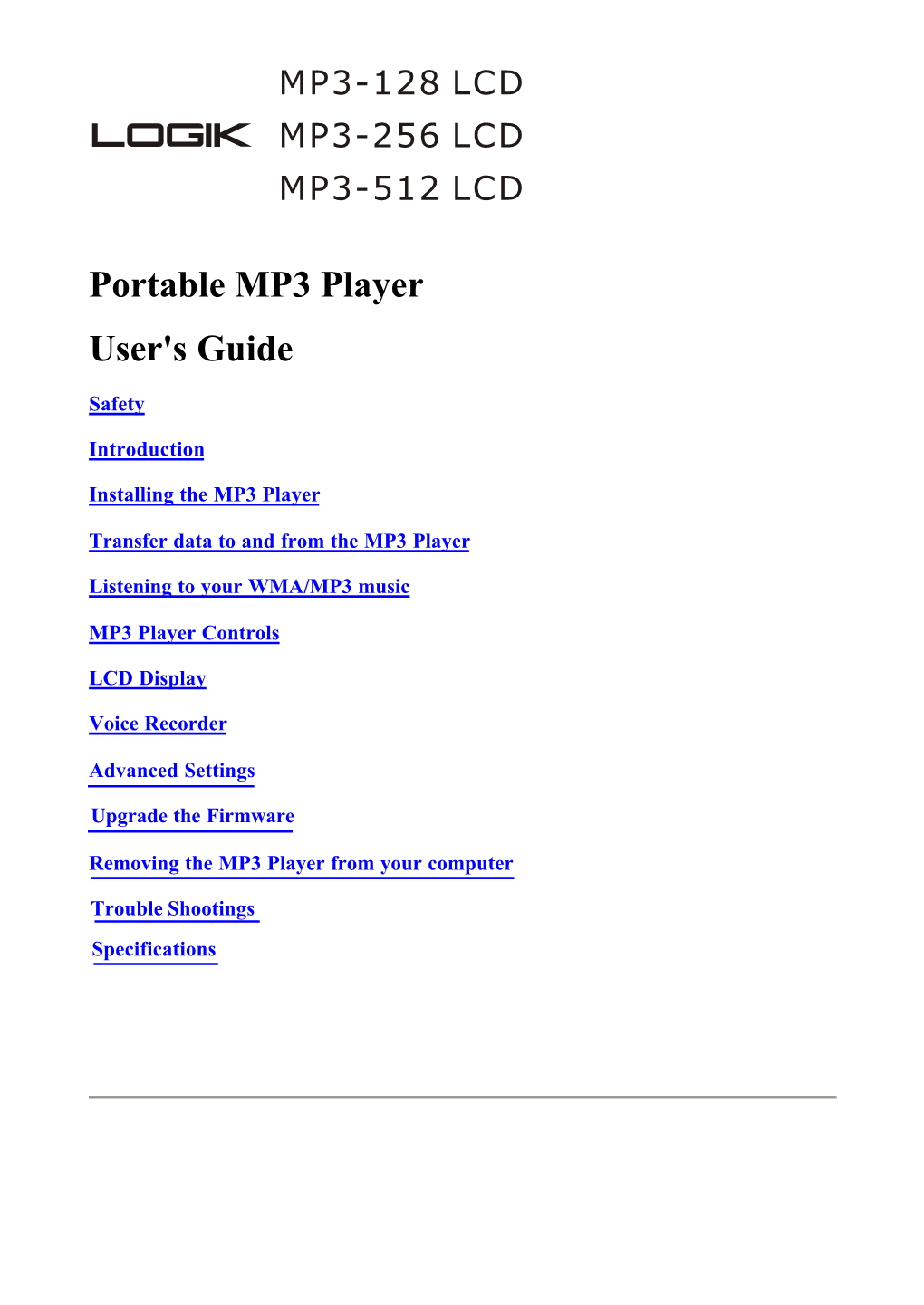 Portable MP3 Player User's Guide