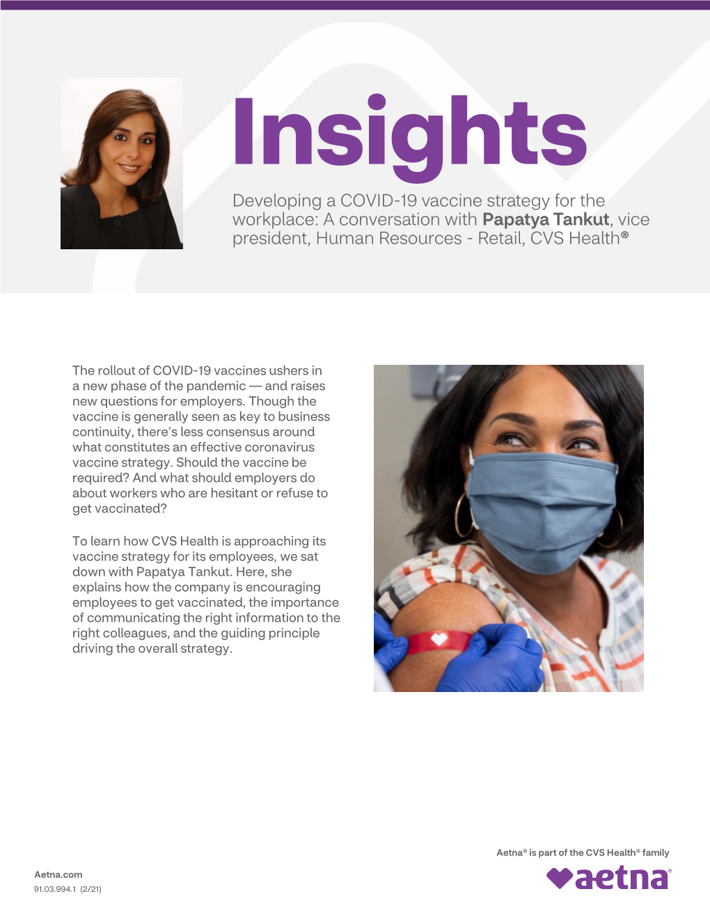 Developing a COVID-19 Vaccine Strategy for the Workplace: a Conversation with Papatya Tankut, Vice President, Human Resources - Retail, CVS Health®