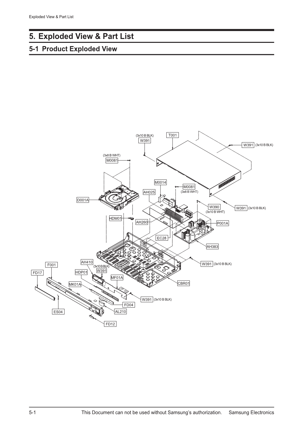 5. Exploded View & Part List