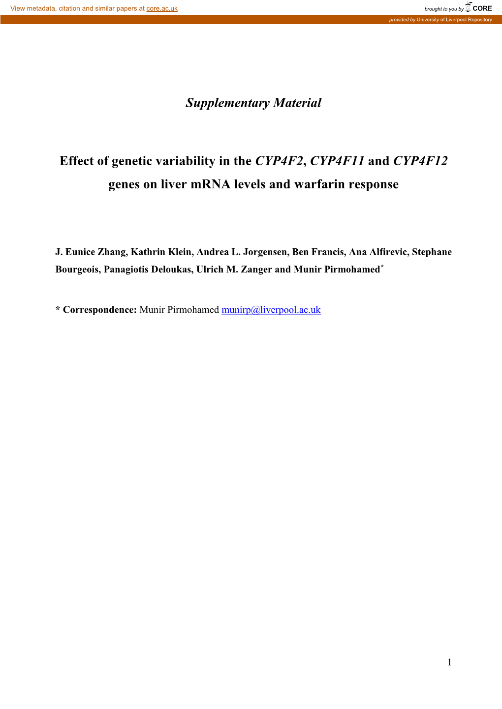 Supplementary Material Effect of Genetic Variability in the CYP4F2