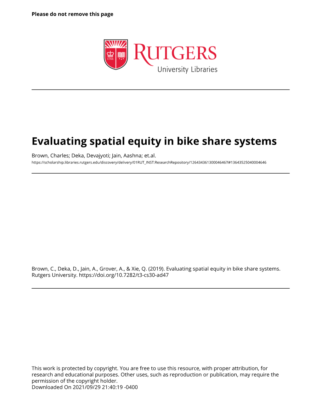 Evaluating Spatial Equity in Bike Share Systems