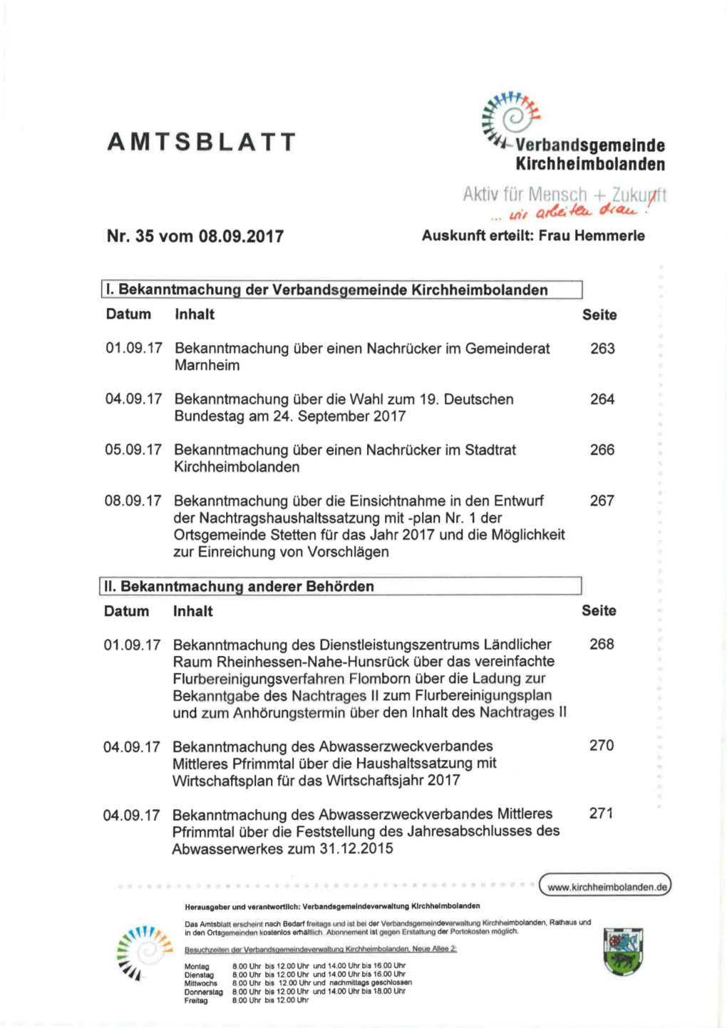 AMTSBLATT Verbandsgemeinde Kirchheimbolanden Aktiv Hi1 Men~Ch 1Jkuyft