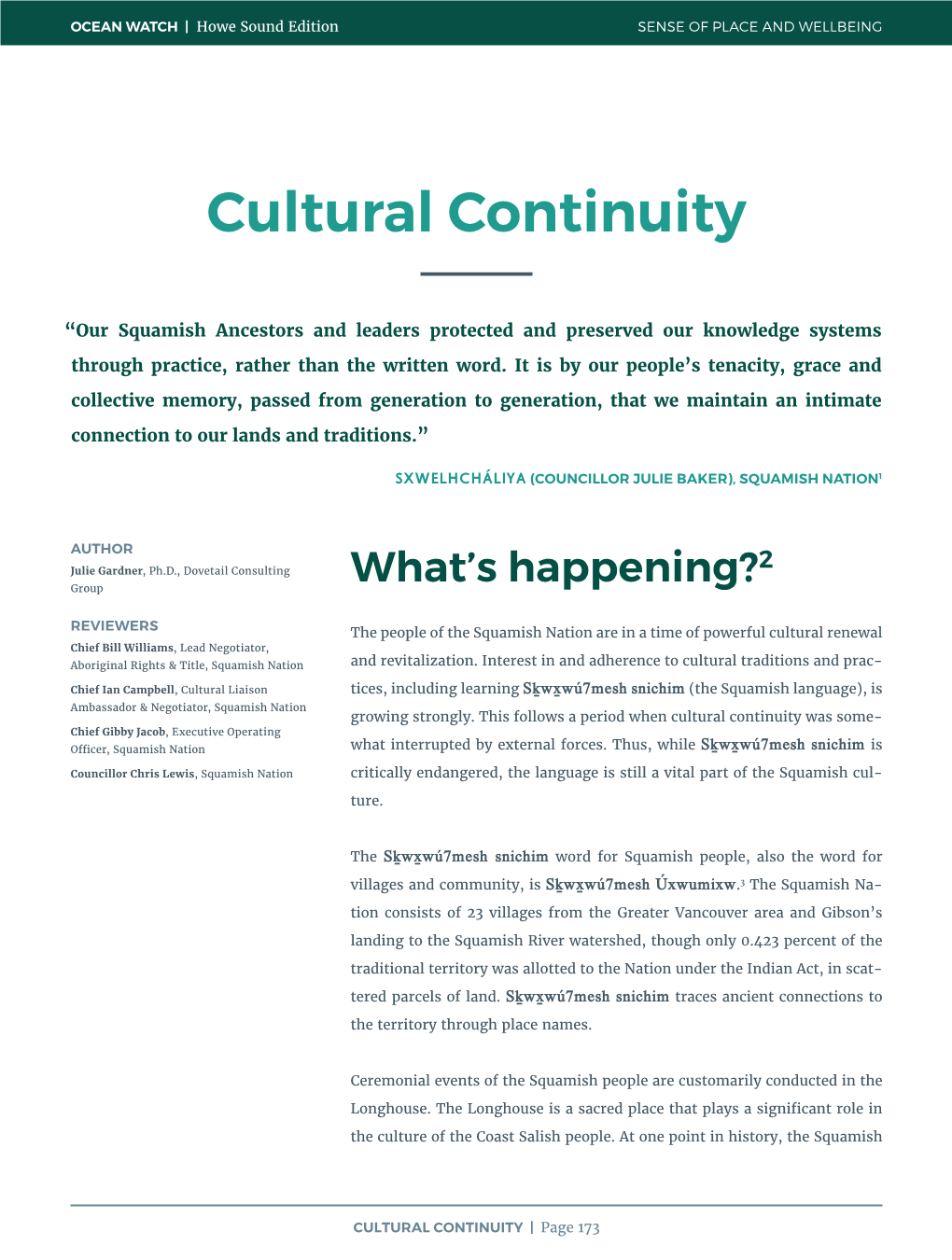 Cultural Continuity