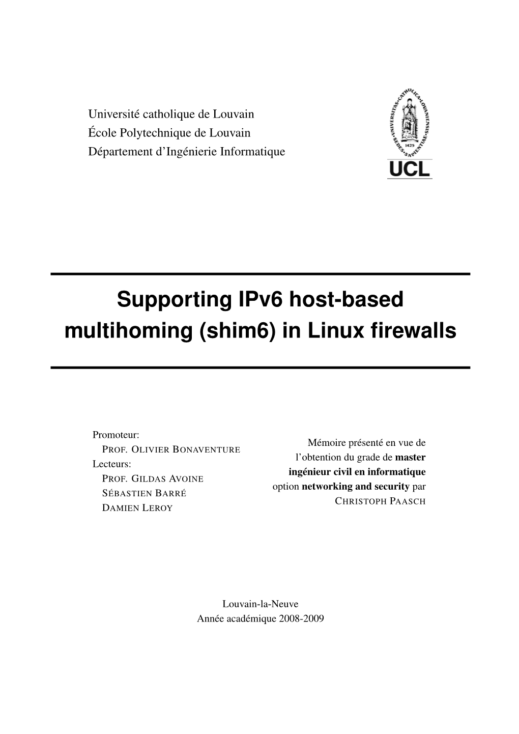 Supporting Ipv6 Host-Based Multihoming (Shim6) in Linux Firewalls