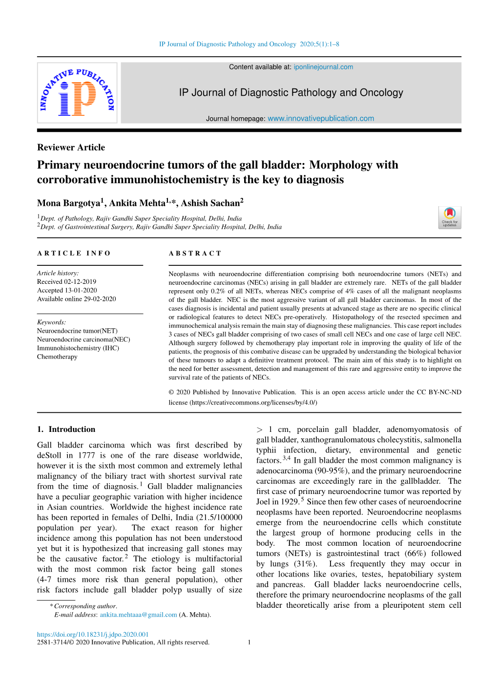 Primary Neuroendocrine Tumors of the Gall Bladder: Morphology with Corroborative Immunohistochemistry Is the Key to Diagnosis