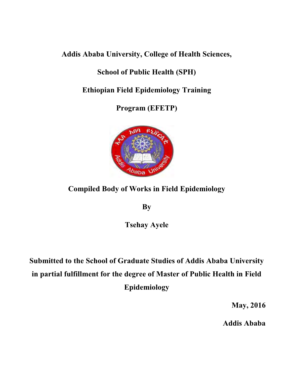 (SPH) Ethiopian Field Epidemiology Training Program