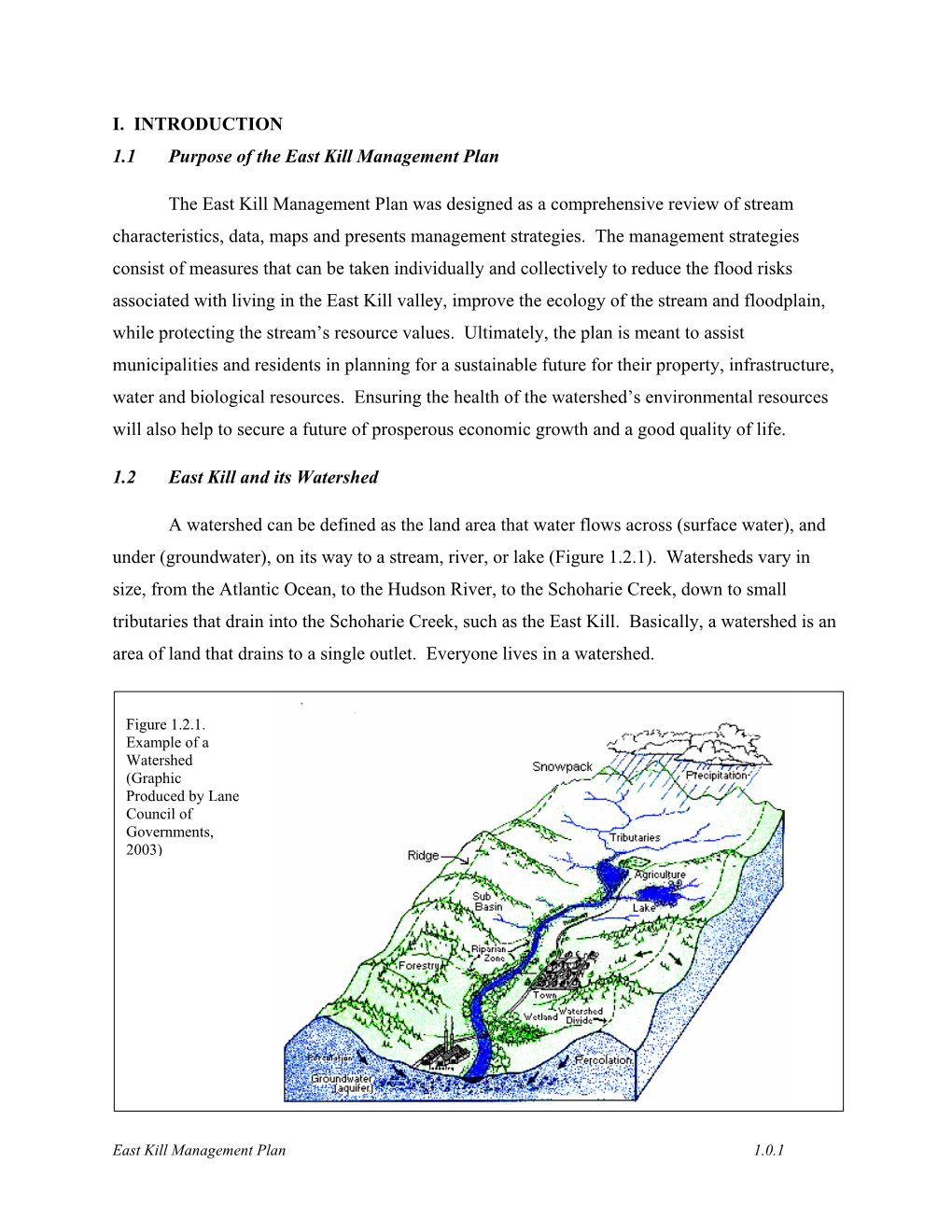 I. INTRODUCTION 1.1 Purpose of the East Kill Management Plan The