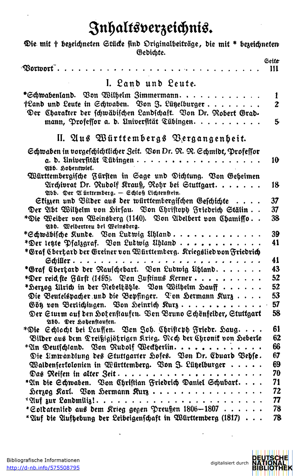 Inhaltsverzeichnis. Die Mit T Bezeichneten Stücke Sind Originalbeiträge, Die Mit * Bezeichneten Gedichte