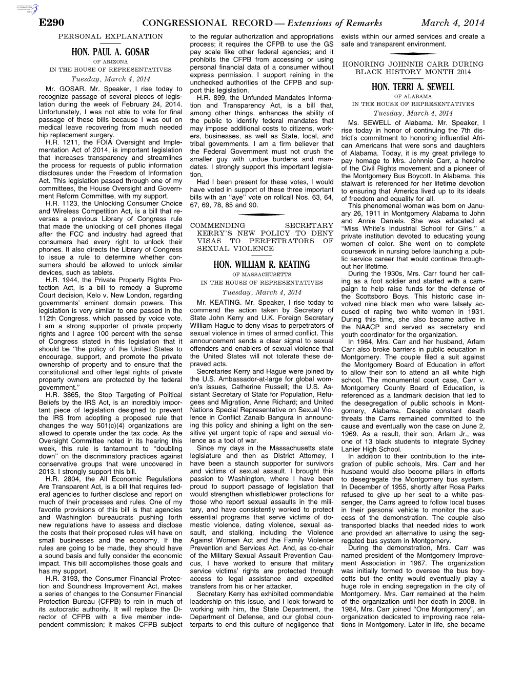 Extensions of Remarks E290 HON. PAUL A. GOSAR