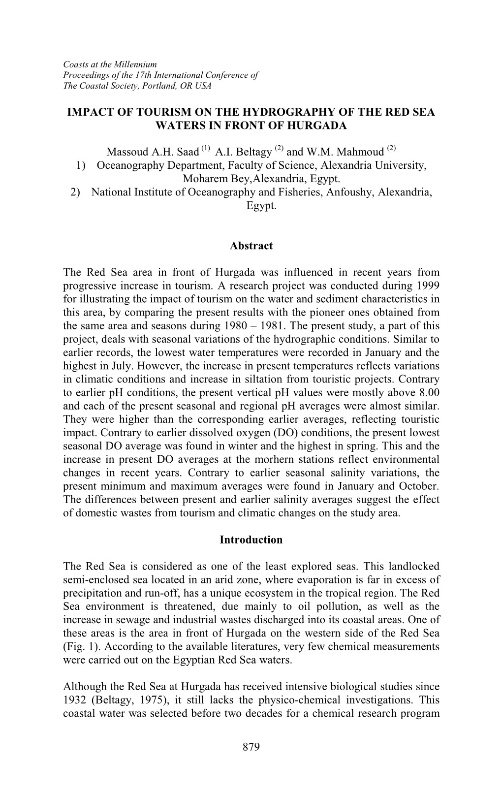 Poster Papers: Impact of Tourism on The