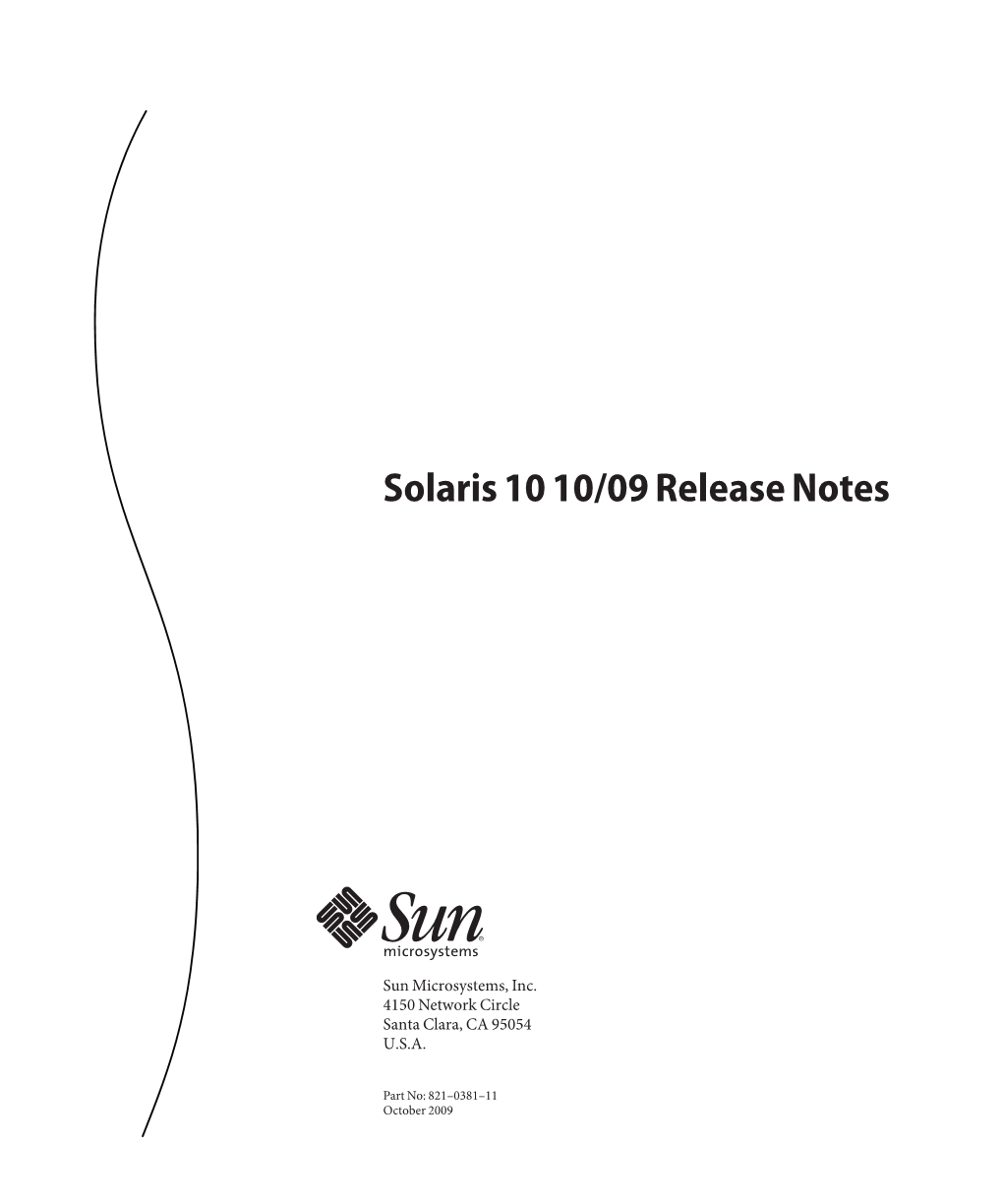 Solaris 10 1009 Release Notes