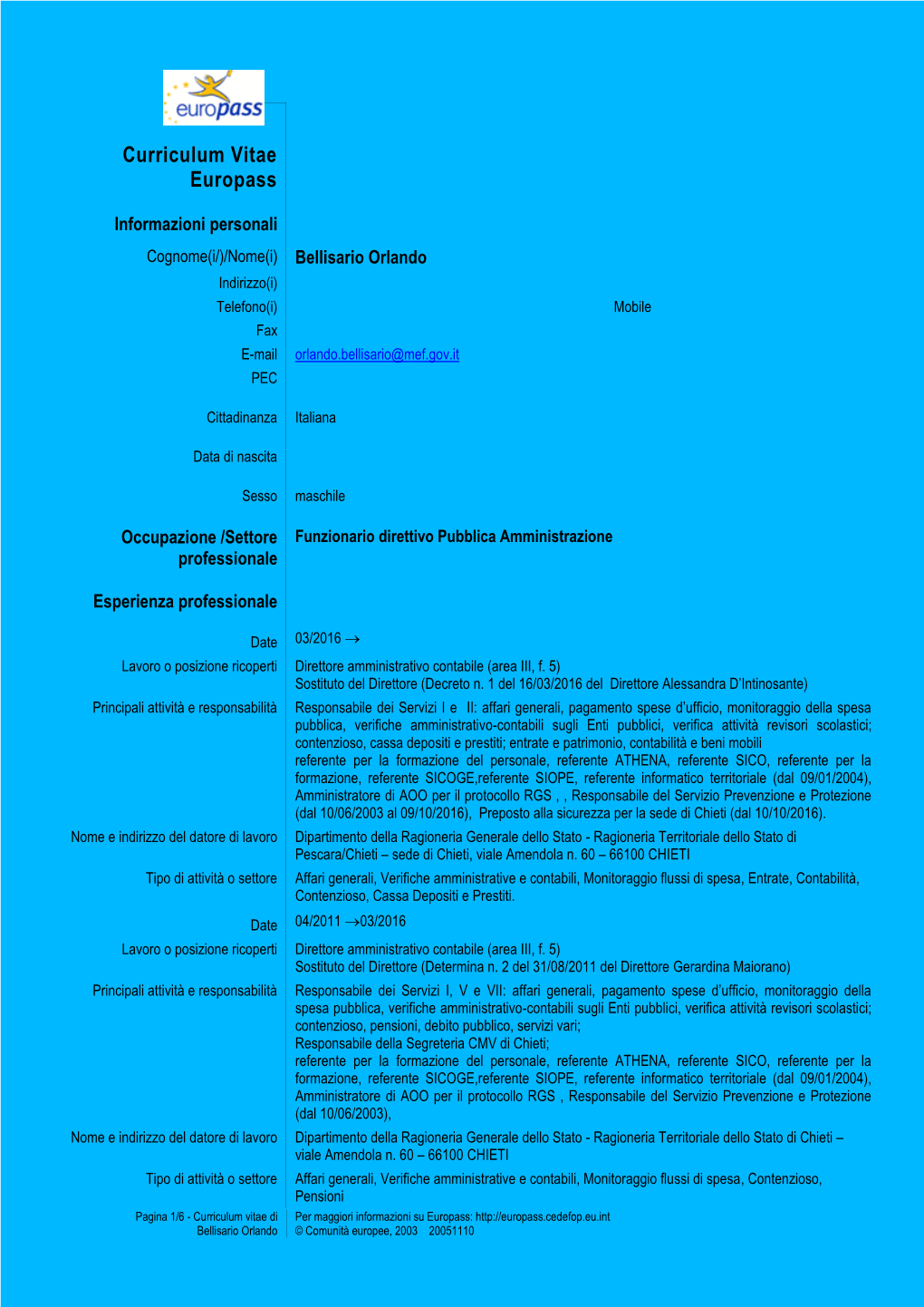 Curriculum Vitae Europass