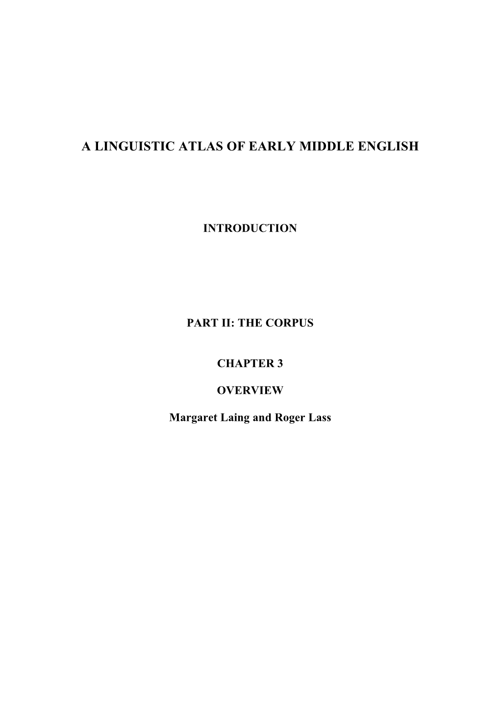 A Linguistic Atlas of Early Middle English