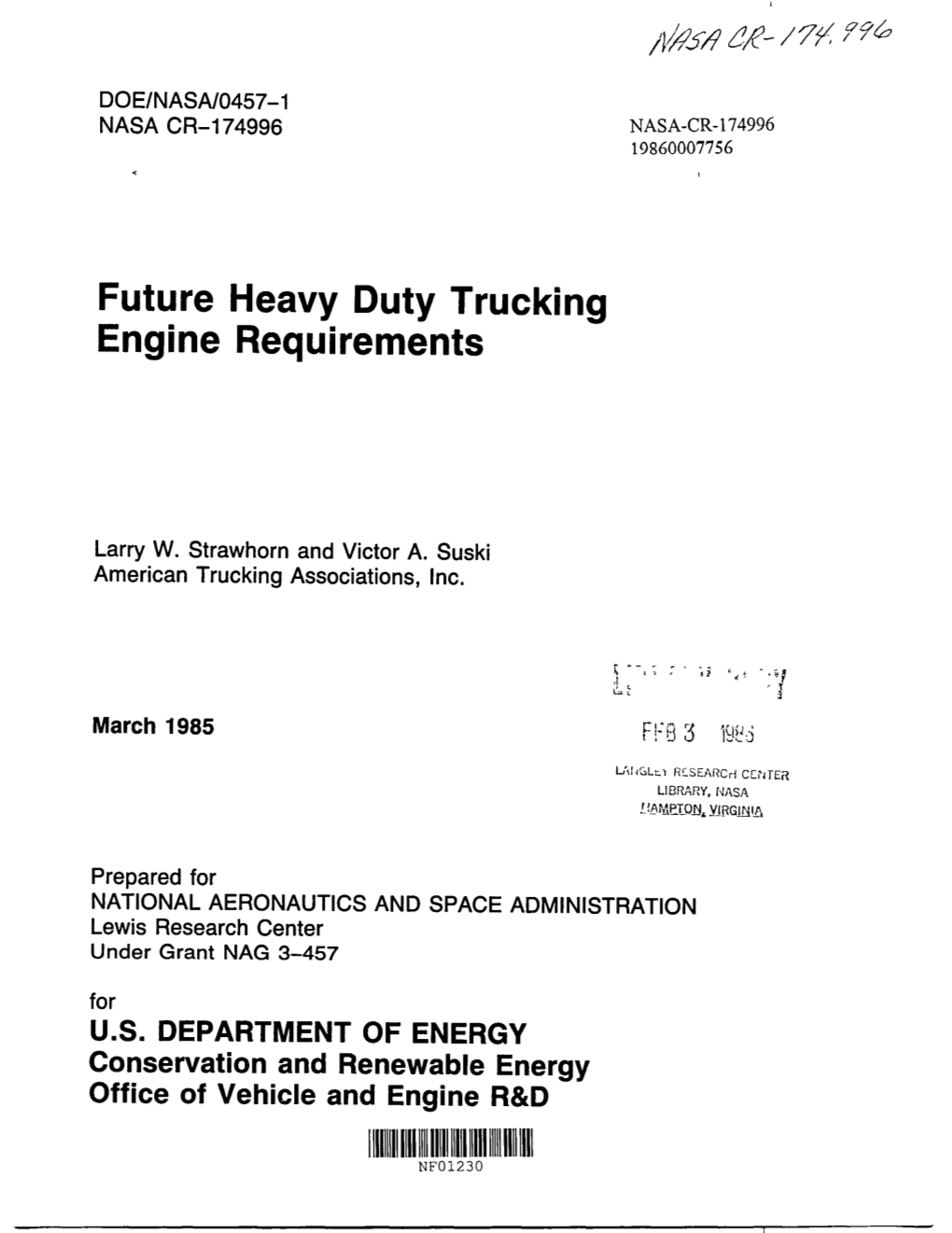 Future Heavy Duty Trucking Engine Requirements
