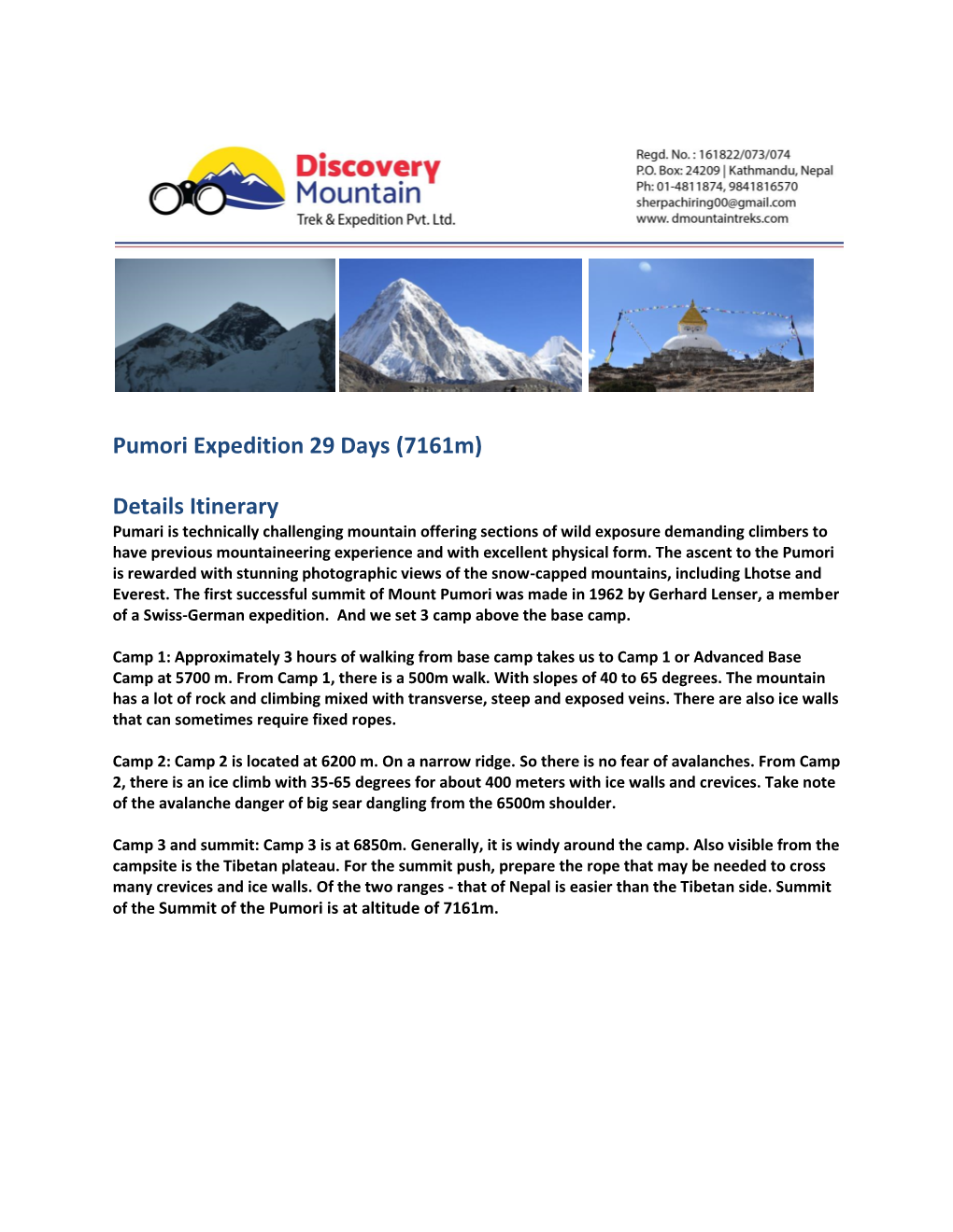 Pumori Expedition 29 Days (7161M)
