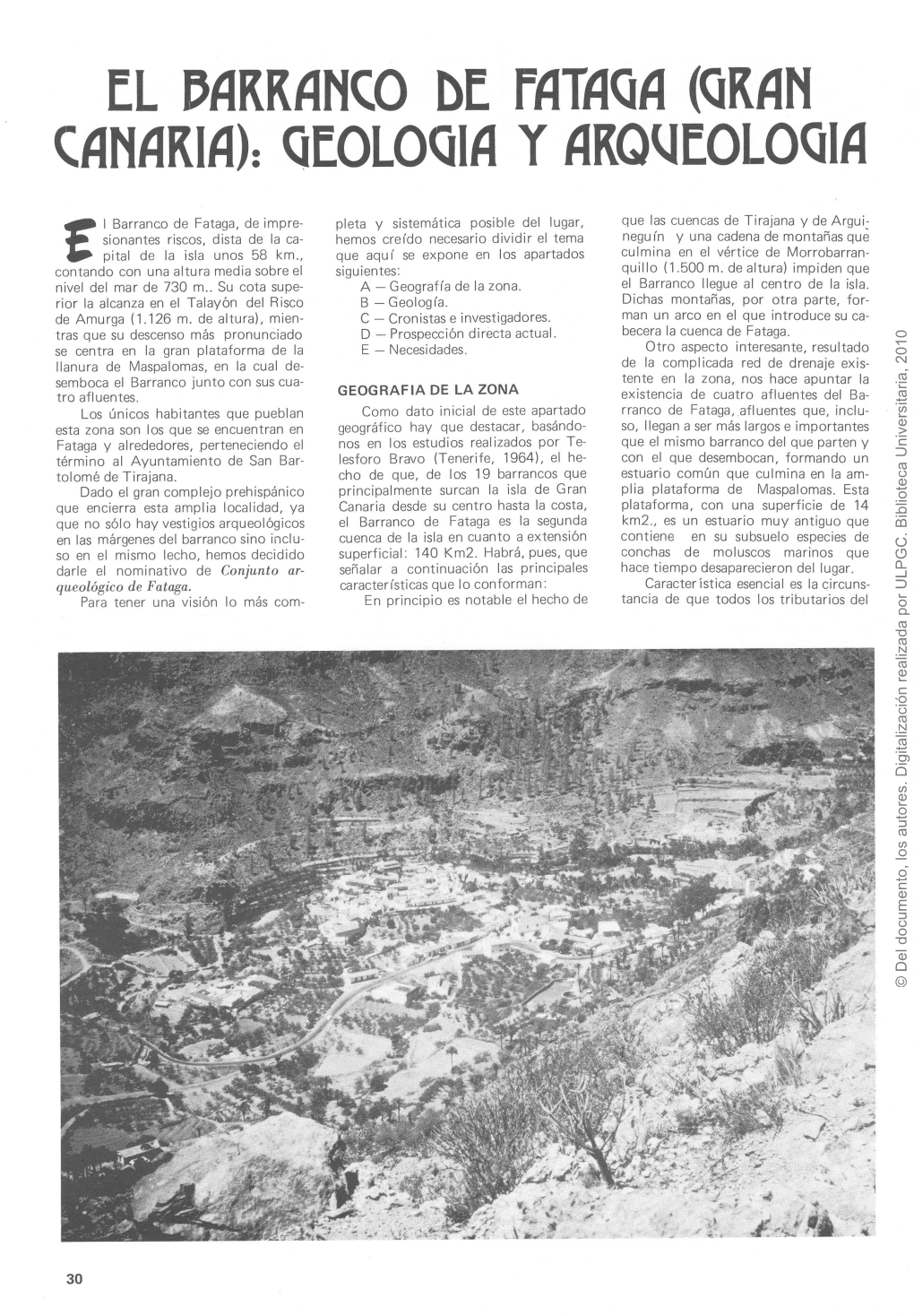 El Barranco De Fataga (Gran Canaria) : Geología Y Arqueología