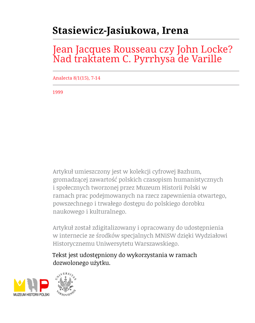 Jean Jacques Rousseau Czy John Locke? Nad Traktatem С