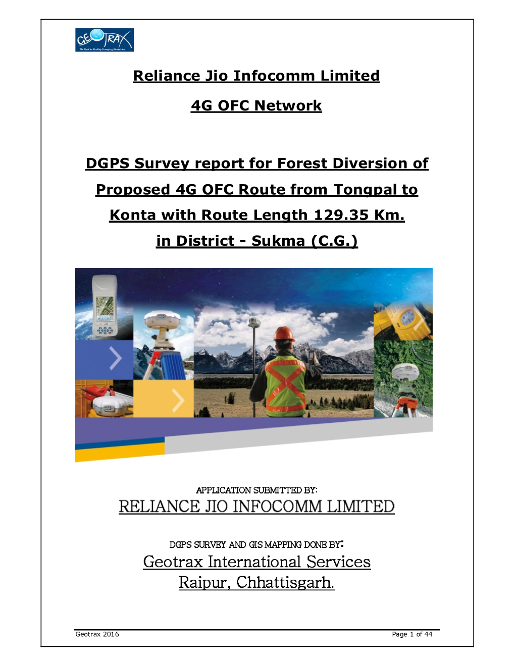 Reliance Jio Infocomm Limited 4G OFC Network DGPS Survey Report