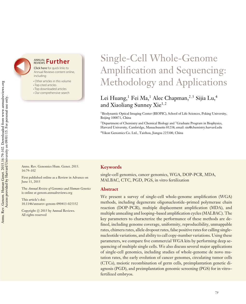 Single-Cell Whole-Genome Amplification and Sequencing