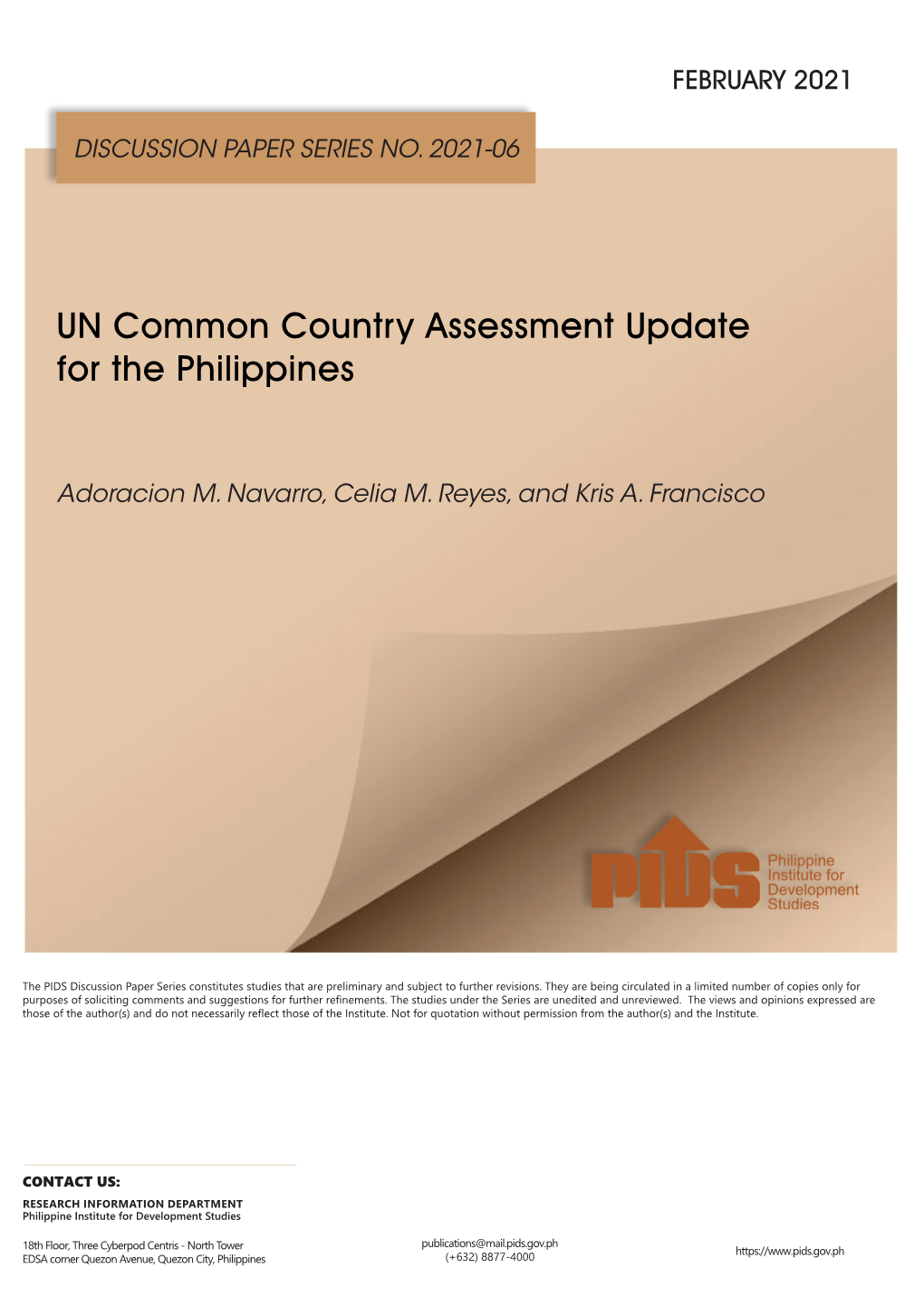 UN Common Country Assessment Update for the Philippines