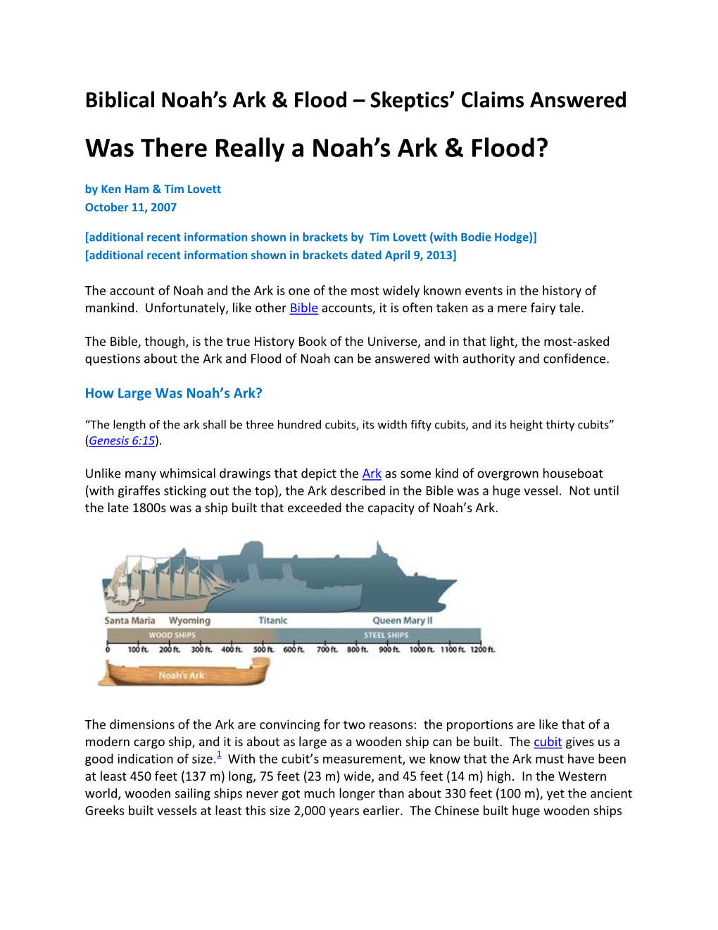 Biblical Noah's Ark & Flood