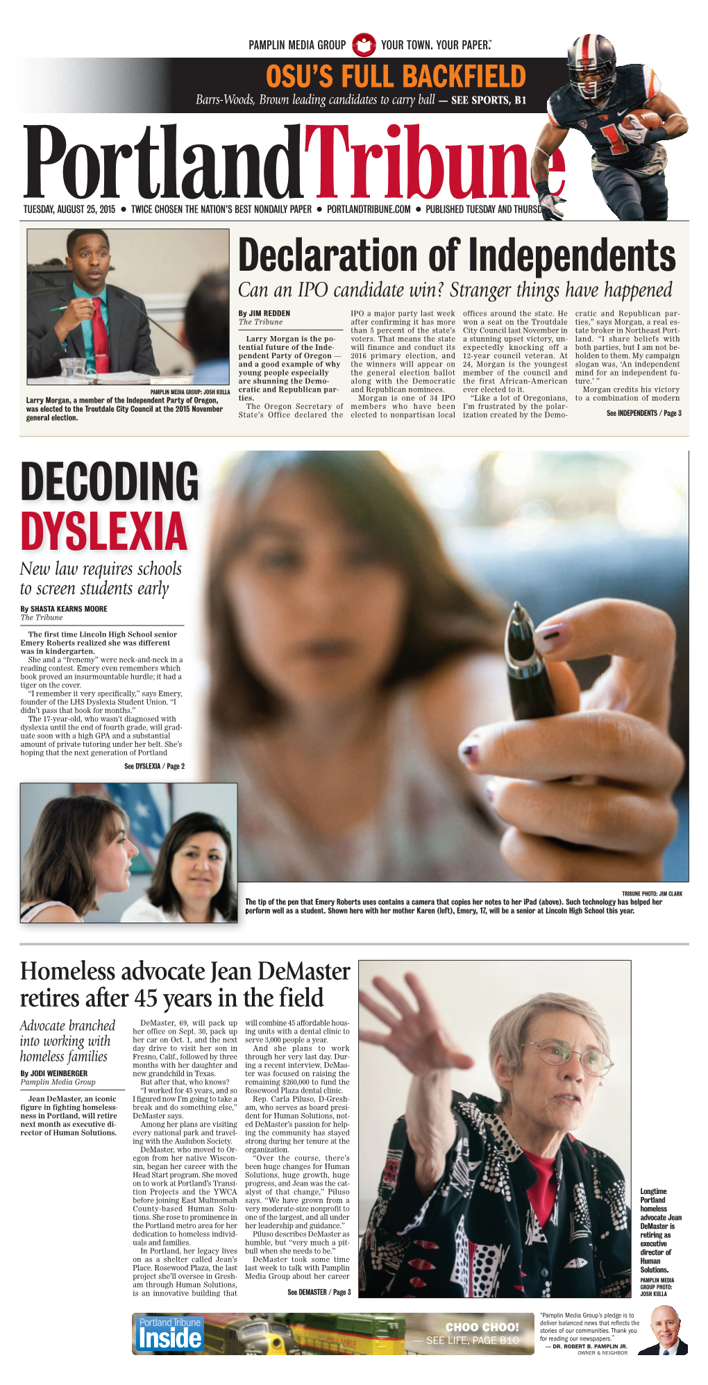 DECODING DYSLEXIA New Law Requires Schools to Screen Students Early by SHASTA KEARNS MOORE the Tribune