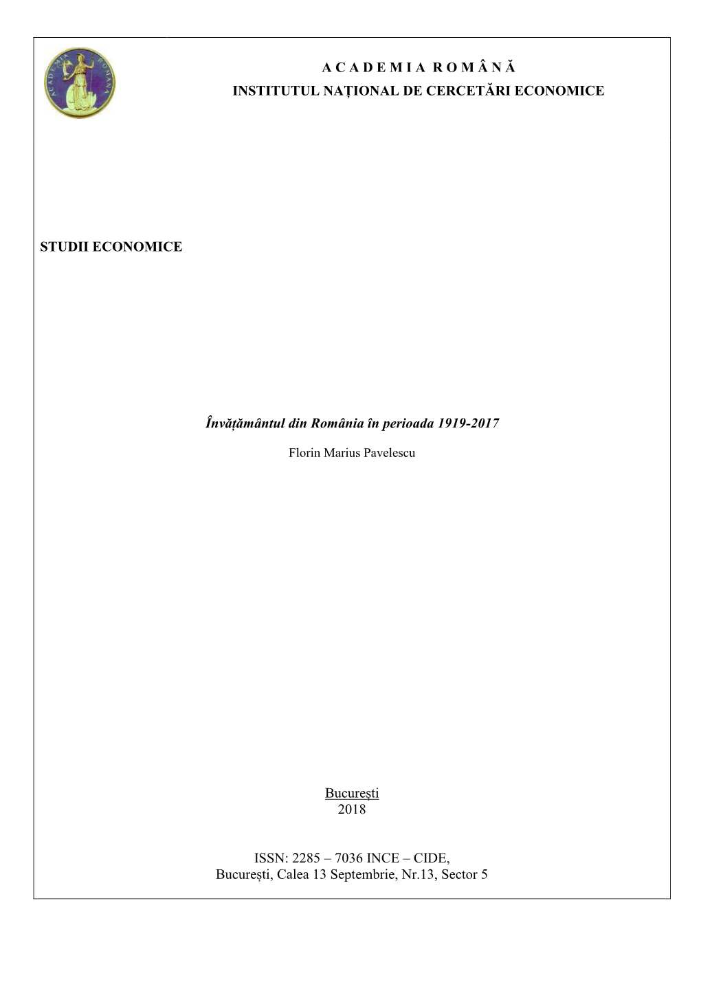 Învățământul Din România În Perioada 1919-2017