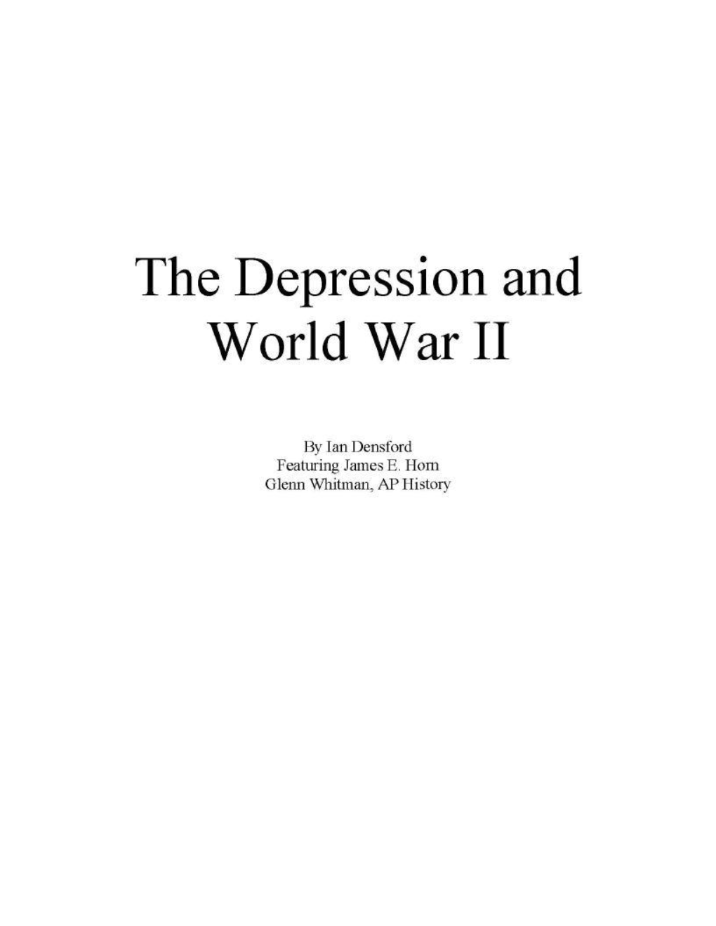 The Depression and World War II