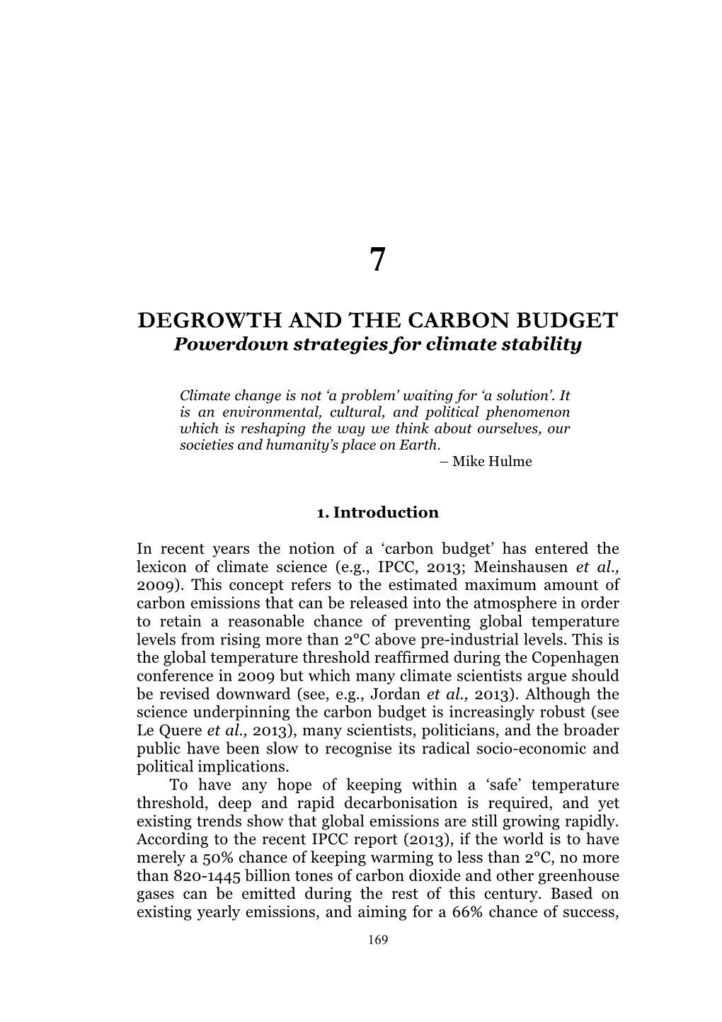 Degrowth and the Carbon Budget (Samuel Alexander)