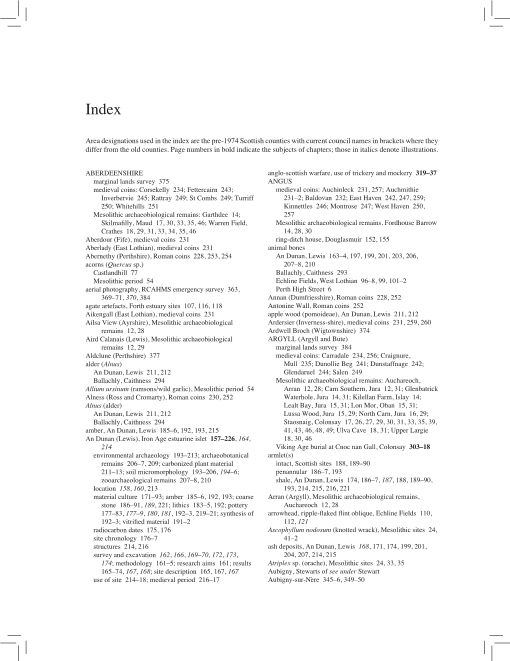 Area Designations Used in the Index Are the Pre-1974 Scottish Counties with Current Council Names in Brackets Where They Differ from the Old Counties