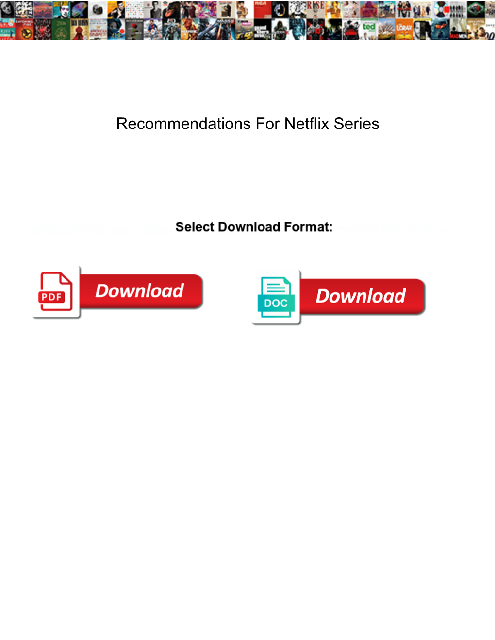 Recommendations for Netflix Series