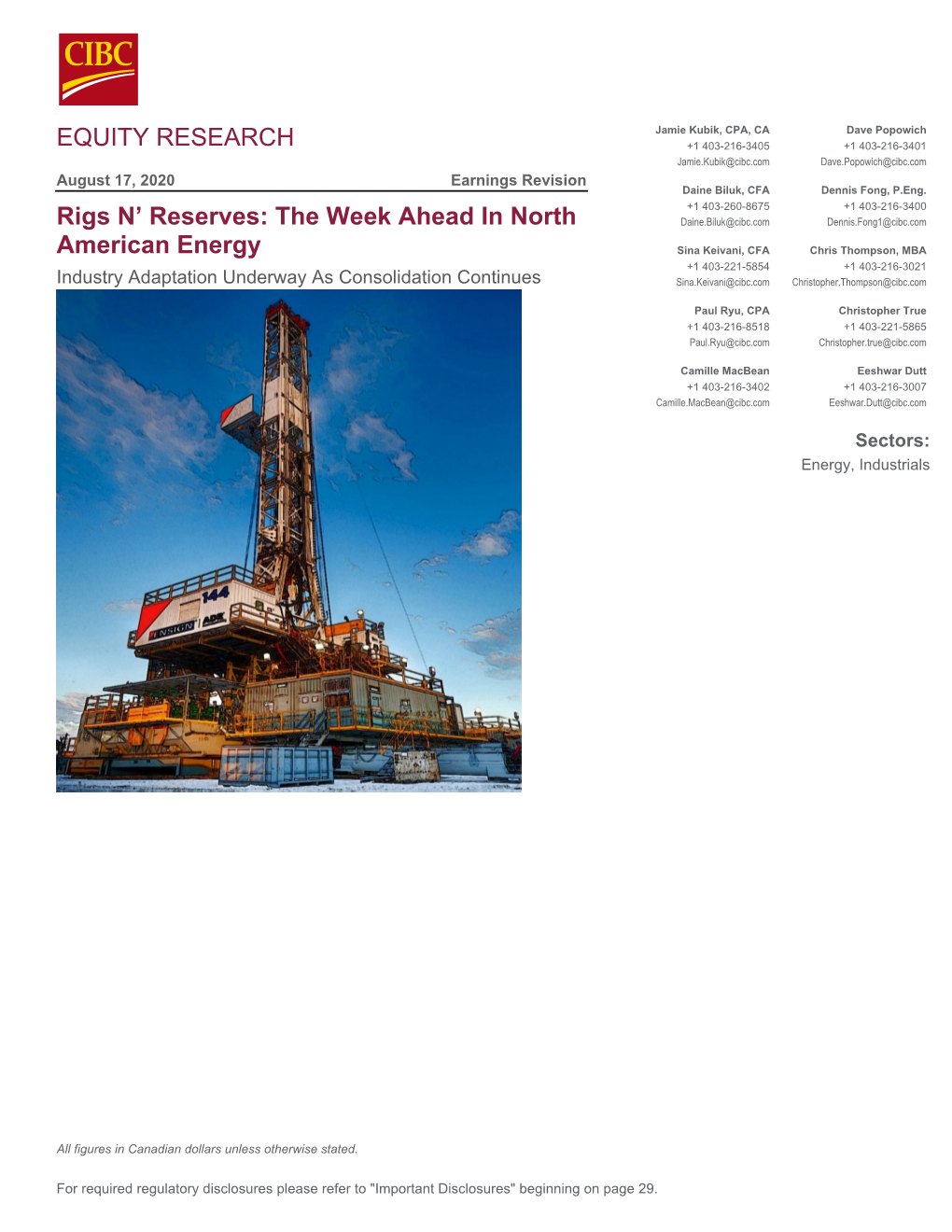 EQUITY RESEARCH Rigs N' Reserves: the Week Ahead In