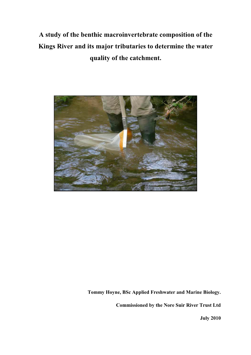 Title : a Study of the Benthic Macroinvertebrate Composition Of