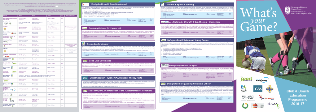 Club & Coach Education Programme 2016-17