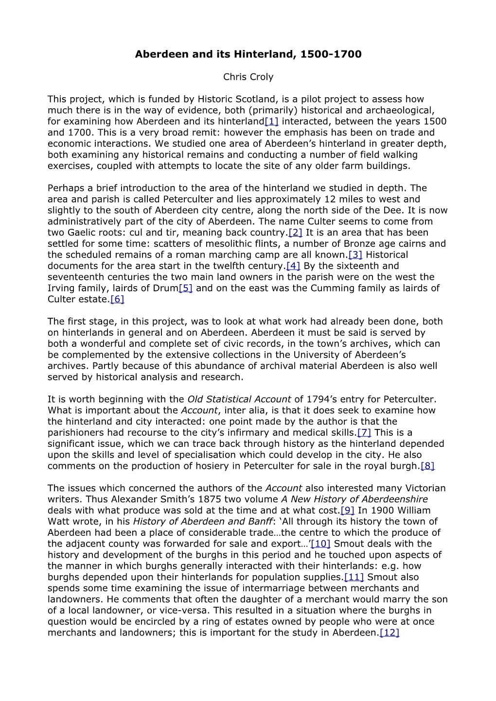 Aberdeen and Its Hinterland, 1500-1700