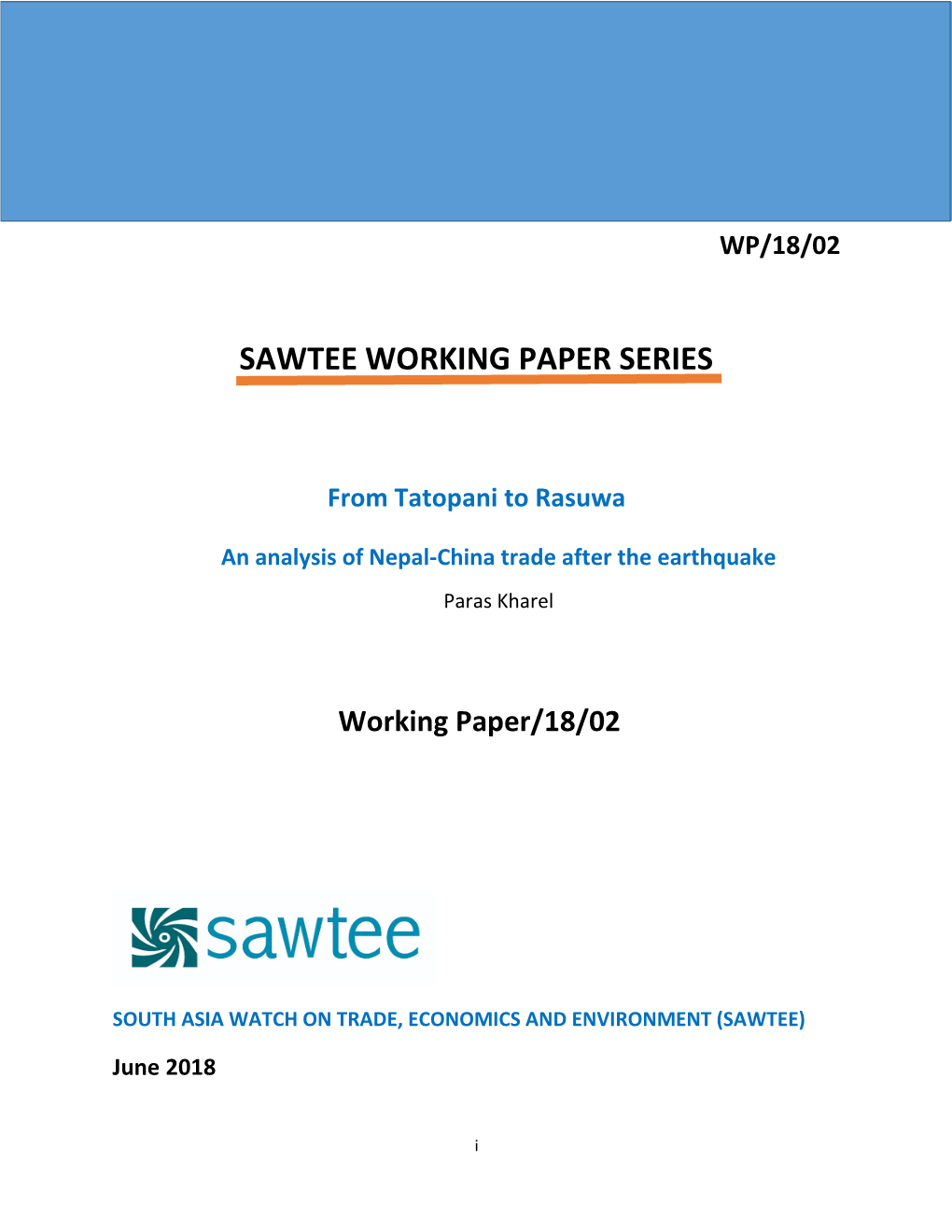 Sawtee Working Paper Series