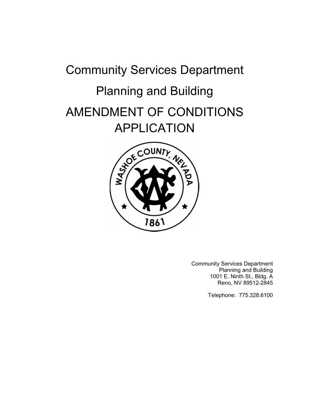 Community Services Department Planning and Building AMENDMENT of CONDITIONS APPLICATION