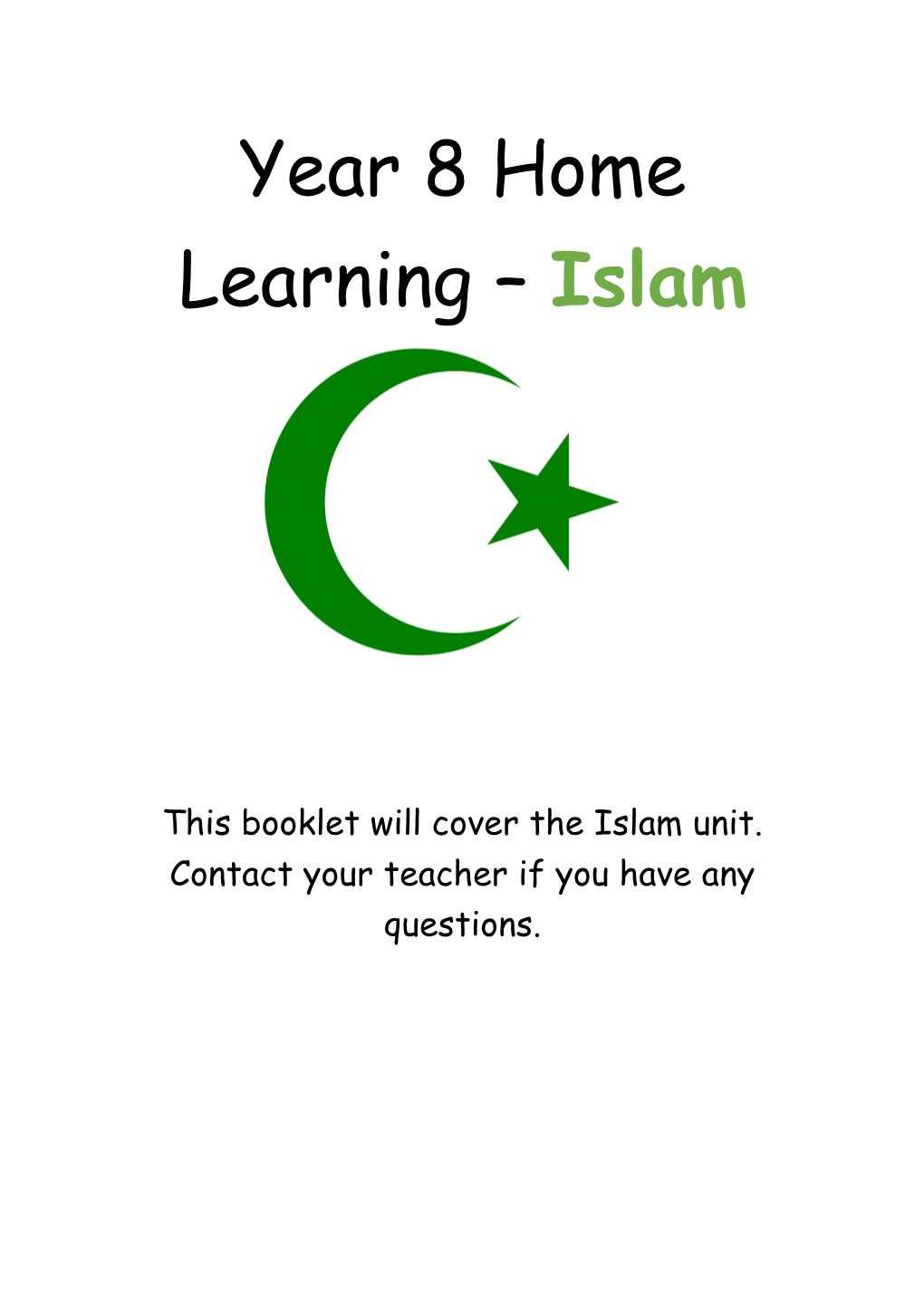 Year 8 Home Learning – Islam