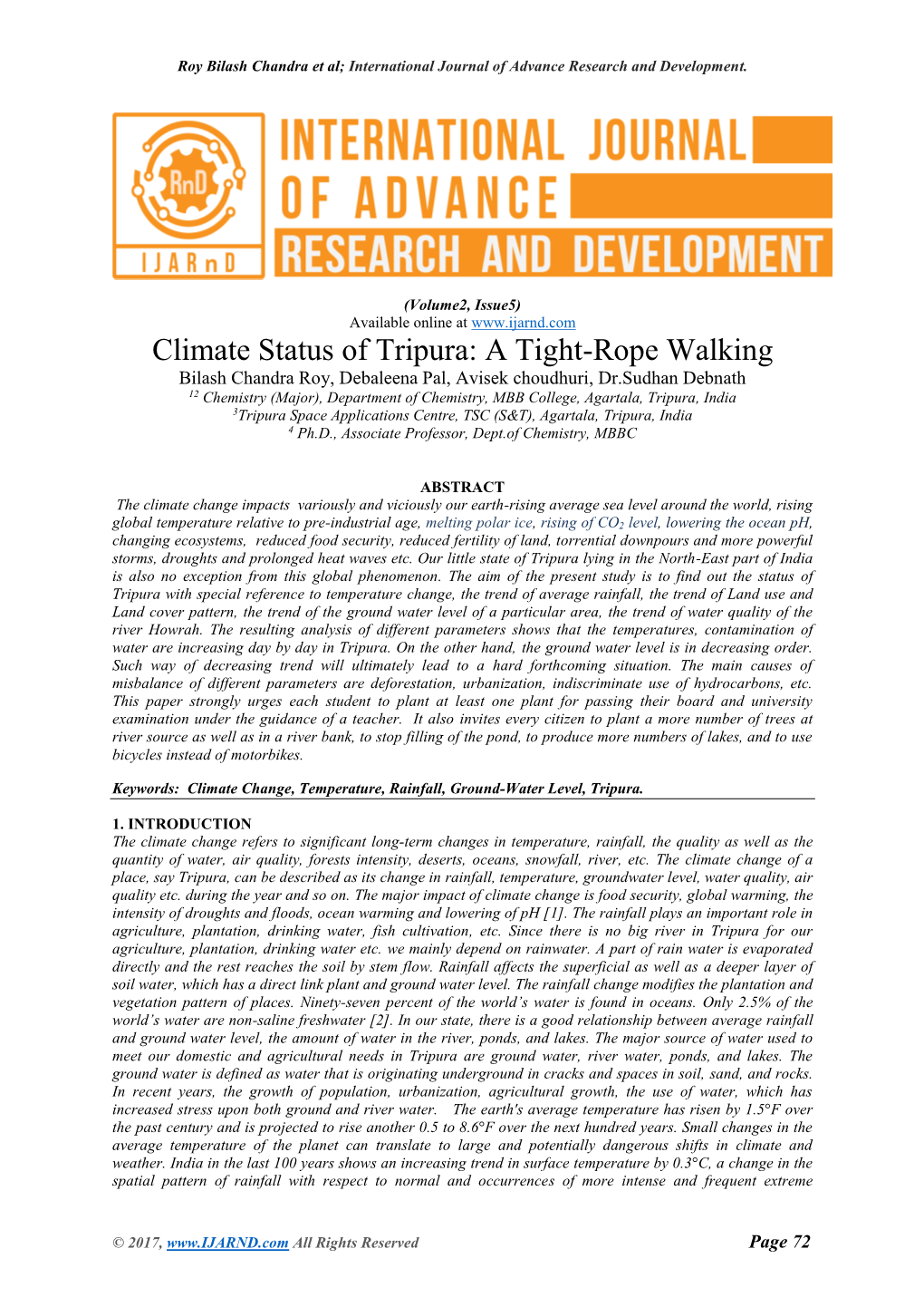 Climate Status of Tripura