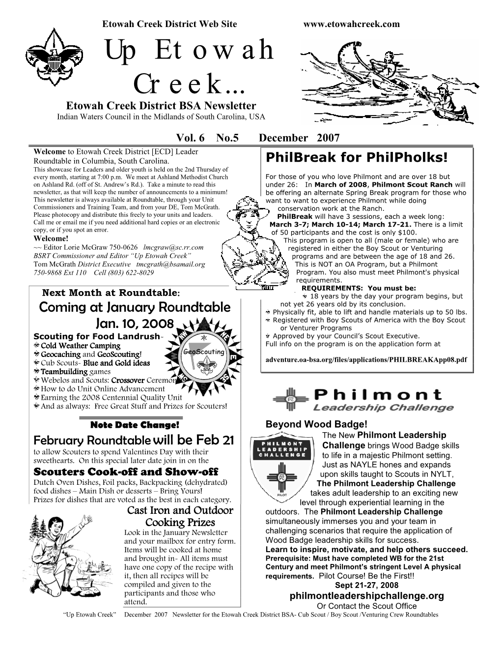 Etowah Creek District BSA Newsletter / Sept. 2000 "Up Etowah Creek"