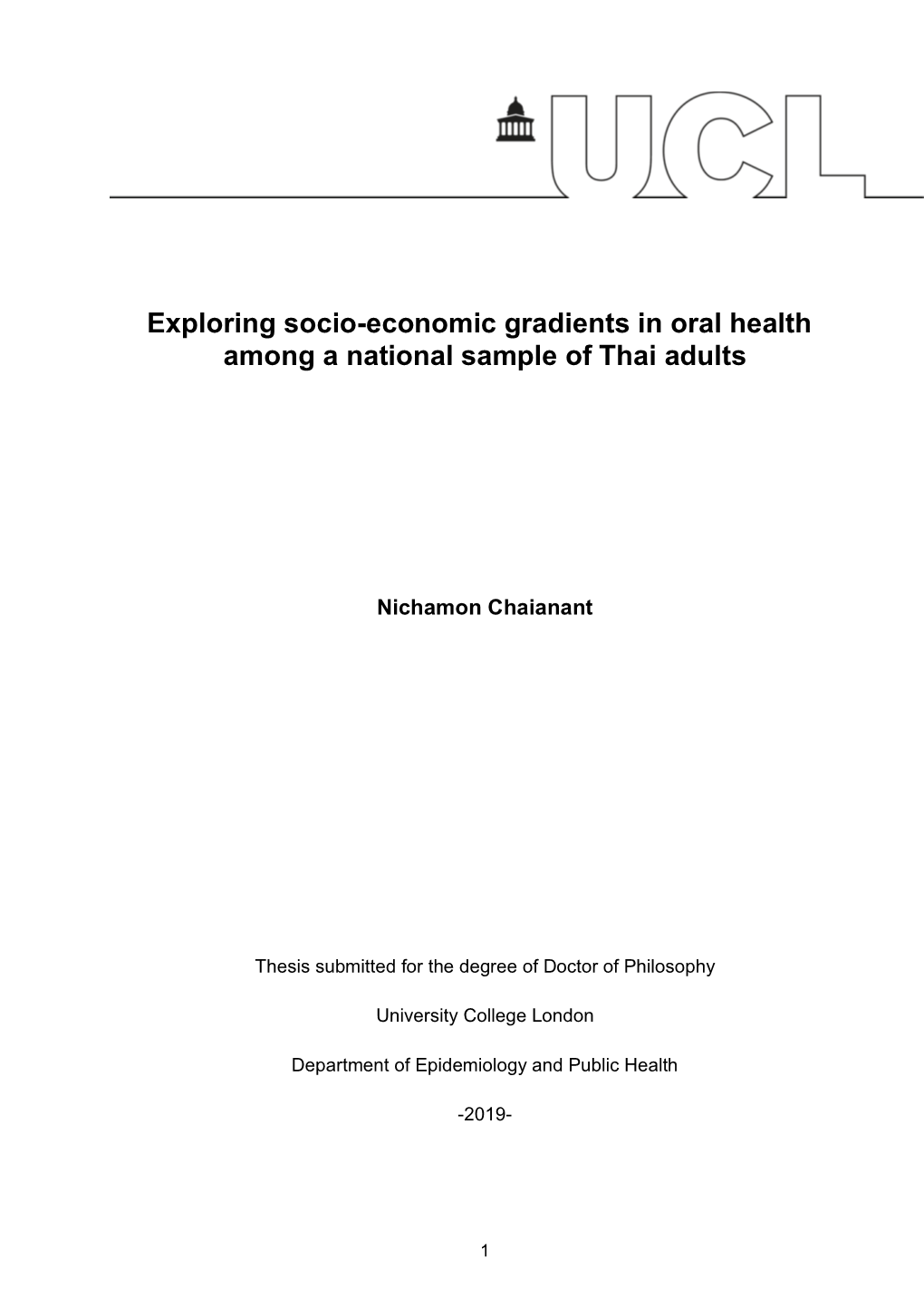 Exploring Socio-Economic Gradients in Oral Health Among a National Sample of Thai Adults