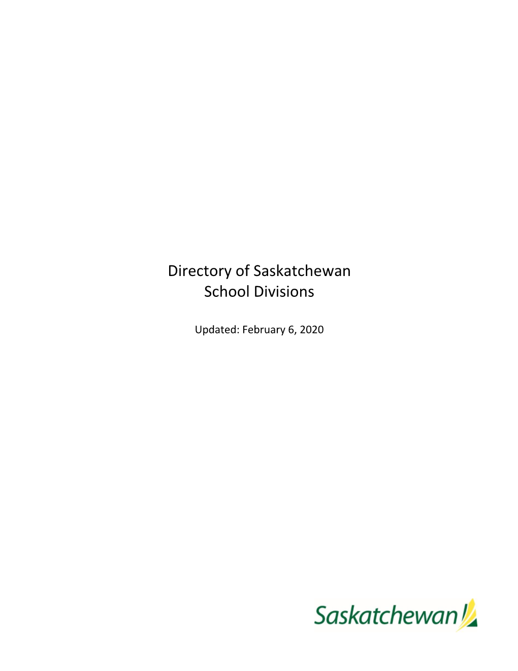 Directory of Saskatchewan School Divisions