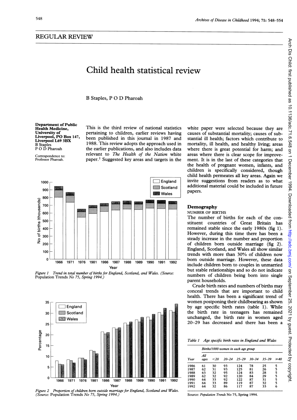 Child Health Statistical Review