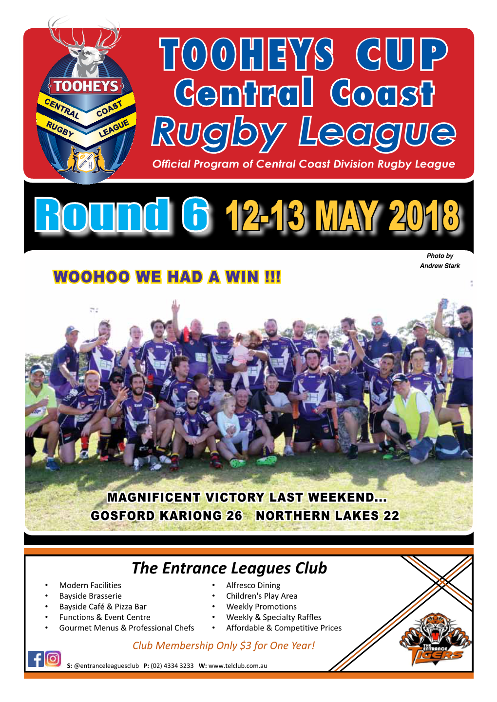 TOOHEYS CUP Central Coast Rugby League Official Program of Central Coast Division Rugby League