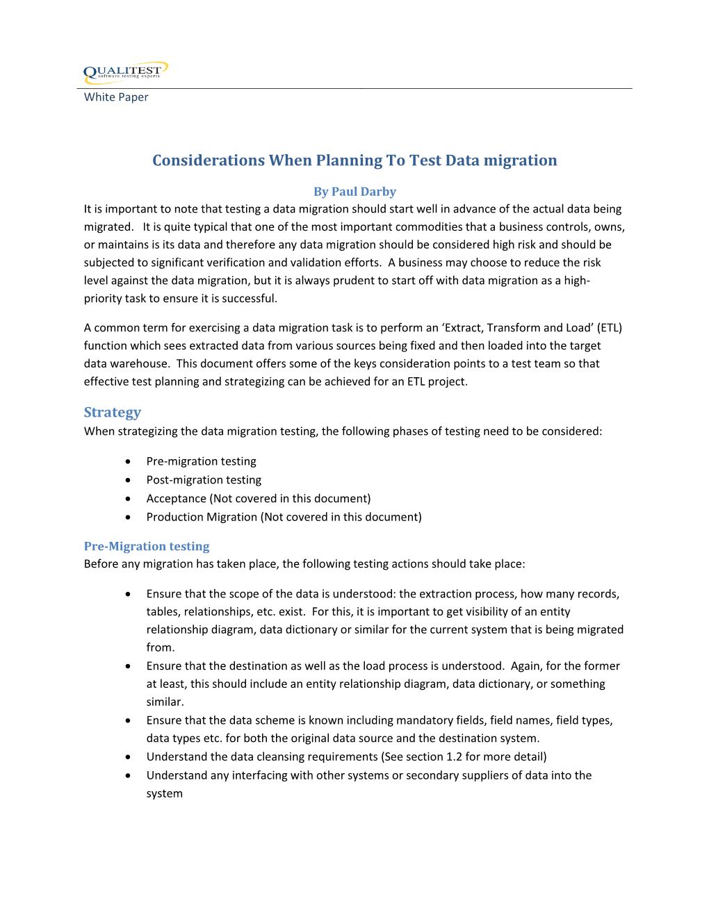 Considerations When Planning to Test Data Migration