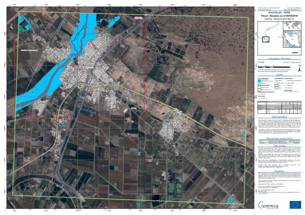 HAMIDIYEH, V1 3 ° 1 3 Hamidiyeh - IRAN Flood - Situation As of 08/04/2019 RTP01 Grading - Ready-To-Print Map 02